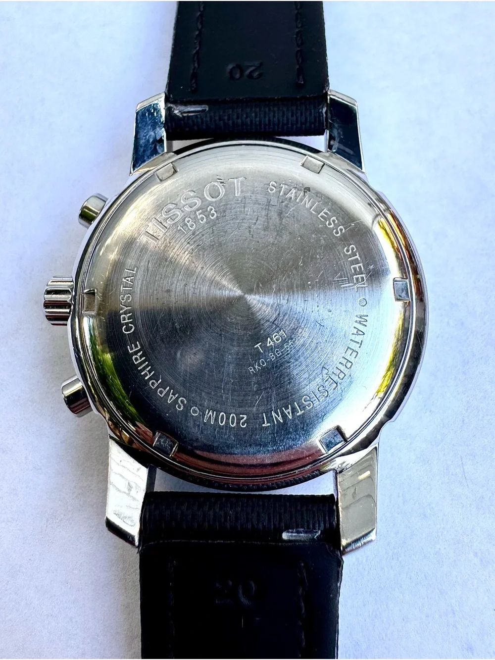Tissot Black Dial Chronograph Watch with Yellow Accents